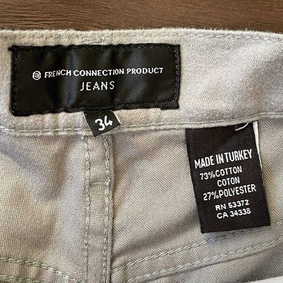 French Connection Men's Gray Chino Pants Straight Leg Button Fly Pockets Size 34 - Picture 8 of 9